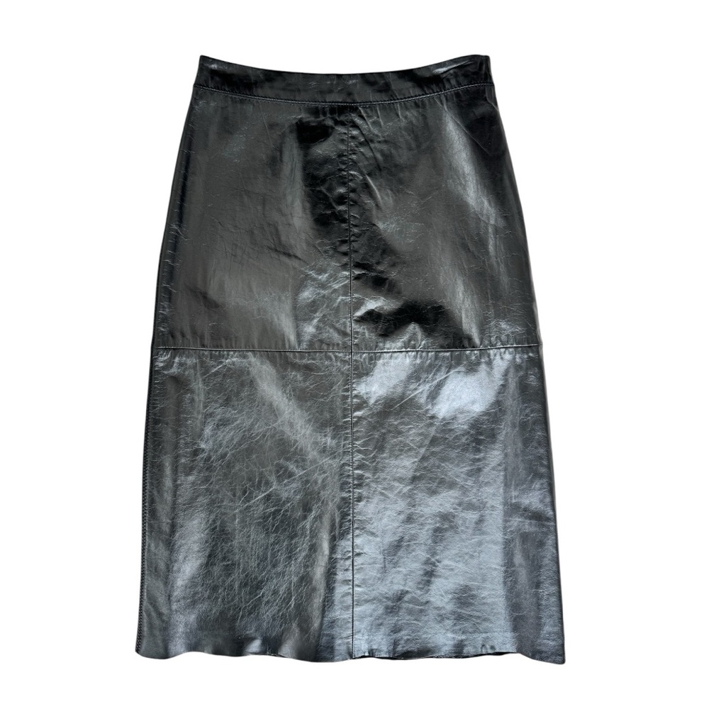 Gap Vintage 100% Leather Black A-Line Skirt Size 0